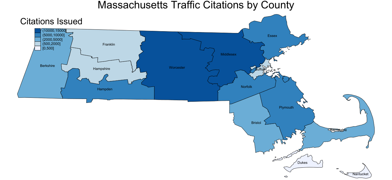 Massachusetts Traffic Citations by County